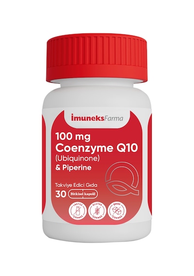 İmuneks Farma 100 mg Koenzim Q10 (Ubikinon) & Piperin Takviye Edici Gıda 30 Kapsül