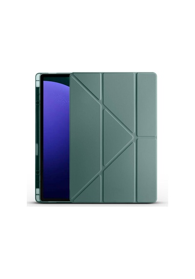 Mobilteam Galaxy Tab S9 Ultra Kılıf Uyumlu Tri Folding Kalem Bölmeli Standlı Kılıf-ko Tablet Kılıfı