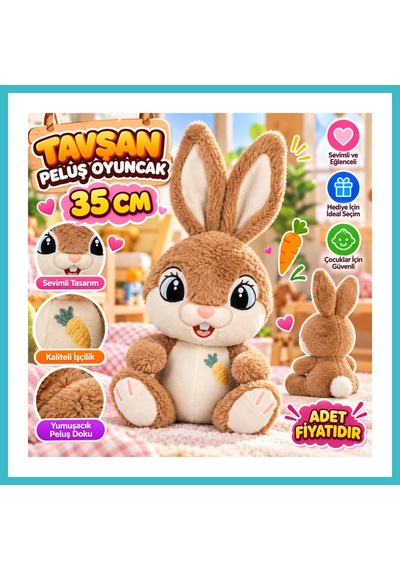 Bezos 10012 Tavşan Peluş 35cm Oyuncak Peluş Dfnbez Çok Renkli