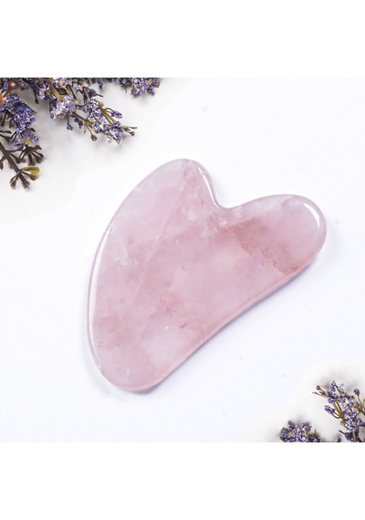 Pembe Kuvars Gua Sha Kalp Şekli Masaj Taşı