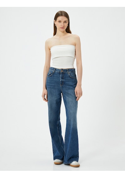 Koton Straplez Üst Kat Detaylı Ribanalı Slim Fit Beyaz 4sak10698ek Beyaz