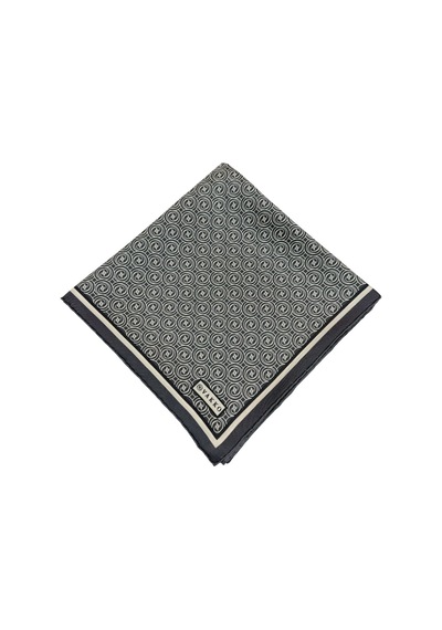 Vakko Twill İpek Eşarp - Helezon Monogram - Füme Krem Gri Krem