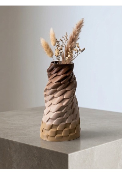 3d Tiramisu Burgu Tasarım Vazo Kahverengi - Krem