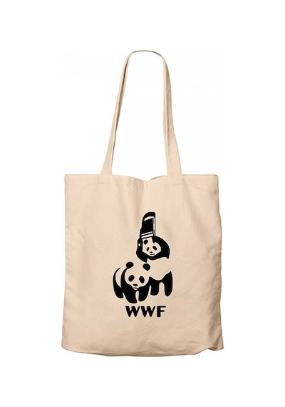 UFC WWF Panda Krem Kanvas Bez Çanta Krem