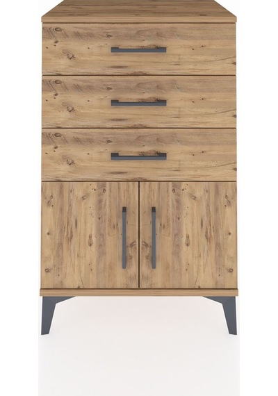 Hyperion Komodin 3 Çekmeceli 2 Kapaklı 60x44x96 Çam-çam Çam