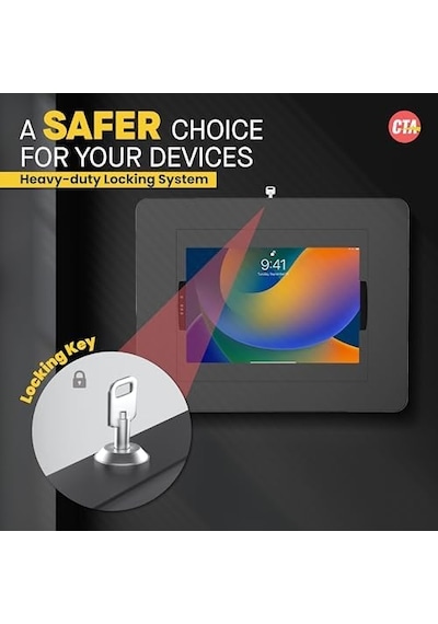 Cta Digital Kilitli İpad Duvar Montajı, İpad Pro 32.8 Cm İçin, Anahtar Kilidi, Siyah Pad-plwb
