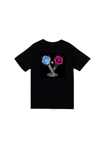 K-pop Demon Hunters & Saja Boys Parlayan Işık Çubukları Baskılı Unisex %100 Pamuk Siyah T-shirt SIYAH