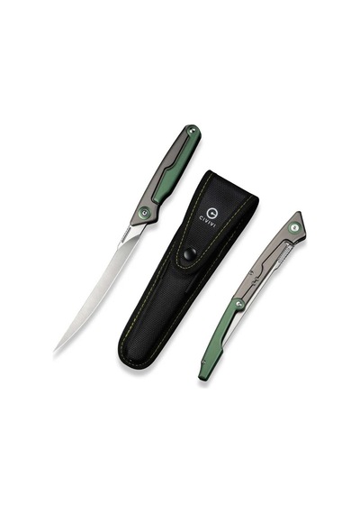 Civivi Shawka Folding Fillet Knife Gray And Green Aluminum Handle Kamp Çakı Yeşil