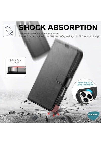 Microsonic Tecno Spark Slim 5g Kılıf Delux Leather Wallet Siyah -