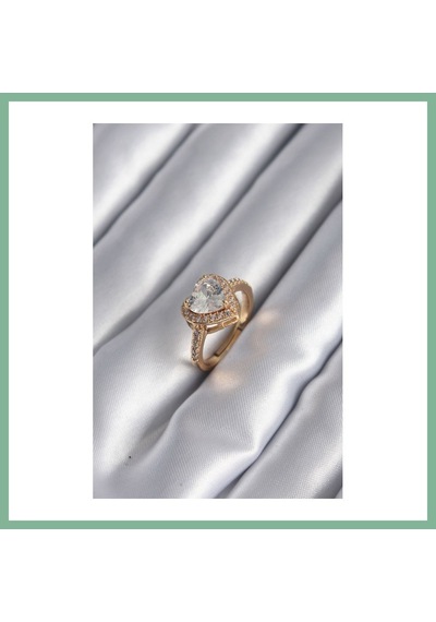 Bşkvirgo Pirinç Gold Renk Zirkon Taşlı Kalp Charm Model Kadın Yüzük Bsk2026 13592694