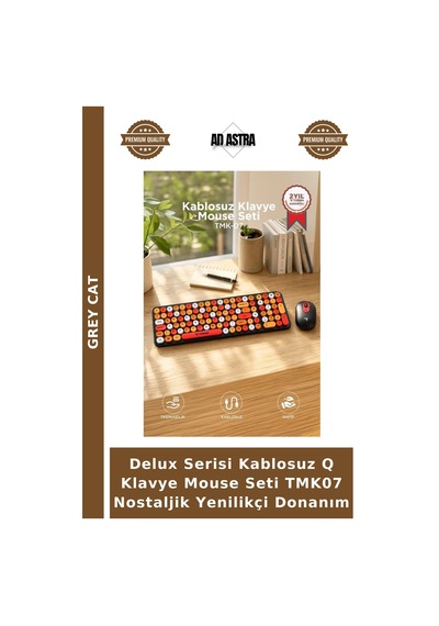 Delux Serisi Kablosuz Q Klavye Mouse Seti Tmk07 Nostaljik Yenilikçi Donanım