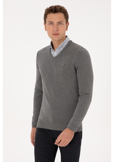U.s. Polo Assn. Erkek Gri Melanj Kazak /triko 50313668-vr086 Grı Melanj