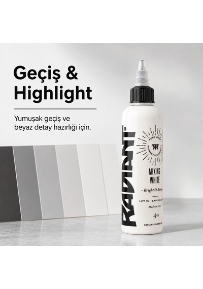 Radiant Colors Mixing White Beyaz Dövme Boyası 4oz - 120ml