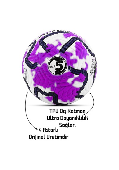 Telvesse Futbol Topu Color Pompalı Set Sert Zemin Halı Saha Futbol Topu Hibrit No:5 Çok Renkli