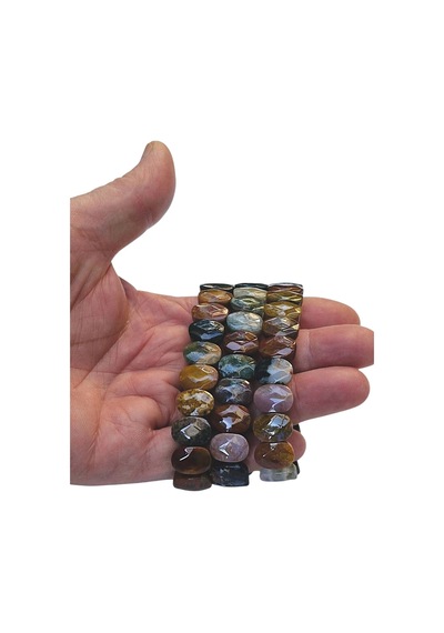 Faset Kesimli Ocean Jasper Bileklik Elastik Yapılı 529-1 Çok Renkli
