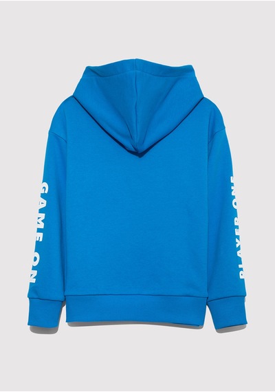 Mavi - Playstation Baskılı Kapüşonlu Mavi Sweatshirt 6s10131-70772 Mavi