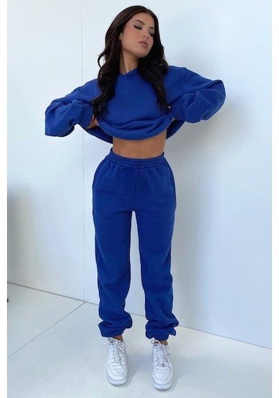 Basic Düz Eşofman Takımı Sweatshirt Jogger - Sax Mavi Oversize Şardonlu Kapüşonlu Saks Mavi Basic Düz Eşofman Takımı Sweatshirt Jogger - Sax Mavi Oversize Şardonlu Kapüşonlu Saks Mavi