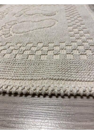Pamuk Kilim Dokuma Süper Emici Banyo Ayak Paspası &amp Havlusu 40x60 Cm, Bej Diğer