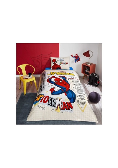 Disney Nevresim Takımı Ranforce Tek Kişilik Gri Spıderman Web Slın