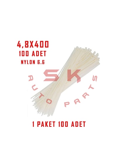 Skauto Kablo Bağı Plastik Cırt Kelepçe 4.8 X 380 MM Beyaz 100 Adet