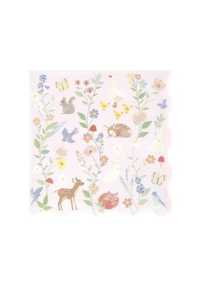 Meri Meri - Little Animals Large Napkins - Minik Hayvanlar Peçeteler - L - 16 Adet