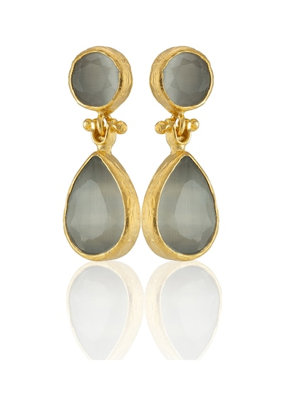 Kadir Jewellery 22 Ayar Altın Kaplama Vintage Küpe -el İşçiliği Ve Hipoalerjenik Küpe Gri 32626501