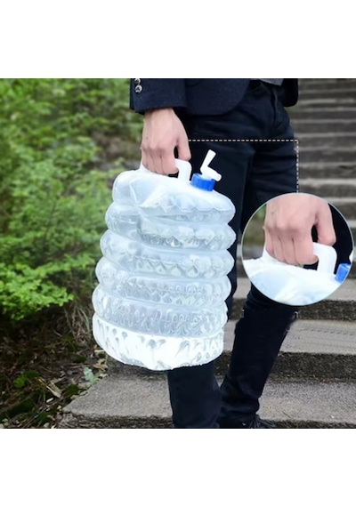 Gaman Katlanırsu Bidonu 5 Litre Katlanabilir Musluklu Su Bidonu Şeffaf