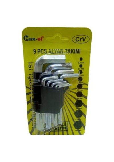 9 Parça Alyan Anahtar Seti Crv Profesyonel L Tip Allen Alyan Takımı Isıl İşlem Görmüş Dayanıklı Altıgen Anahtar Seti