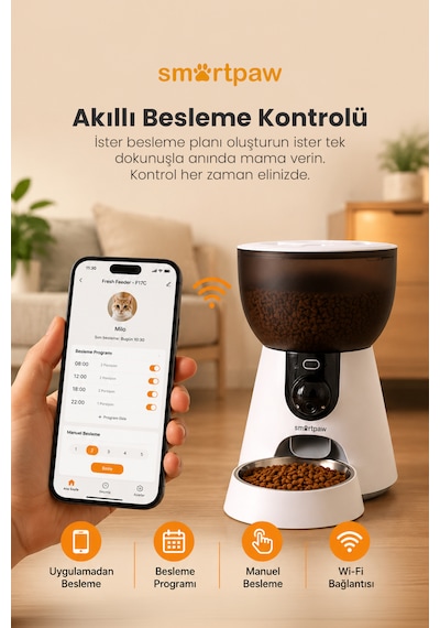 Smartpaw Fresh Feeder Ultra Kameralı Akıllı Otomatik Mama Kabı Distribütör Garantili