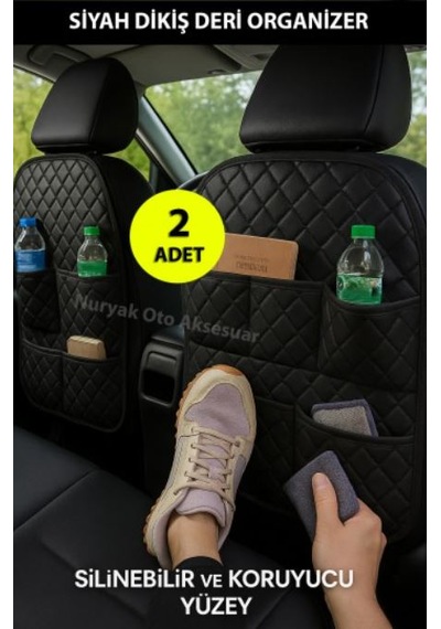 Her Araca Uyumlu 2 Adet Koltuk Arkası Siyah Organizer
