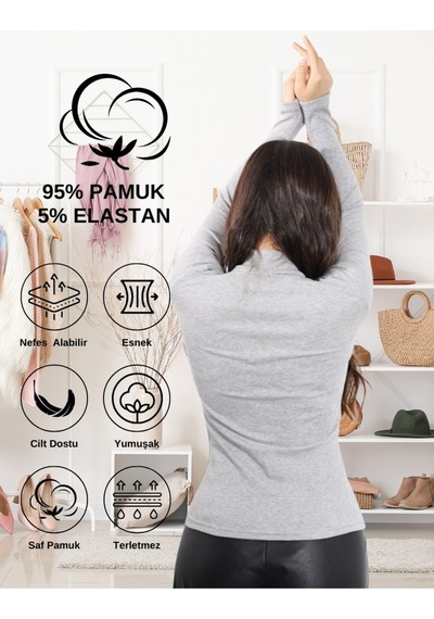 Alya Underwear Kaşkorse Yarım Boğaz Body Sweatshirt, Fitilli Kumaş, Likralı, Bordo Gri Melanj Alya Underwear Kaşkorse Yarım Boğaz Body Sweatshirt, Fitilli Kumaş, Likralı, Bordo Gri Melanj