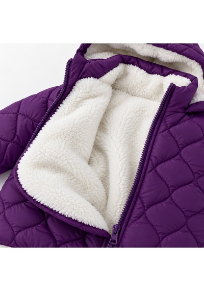 Ta&ce Kıds Kapüşonlu Kapitone Şişme Mont İçi Polar Astarlı Mor