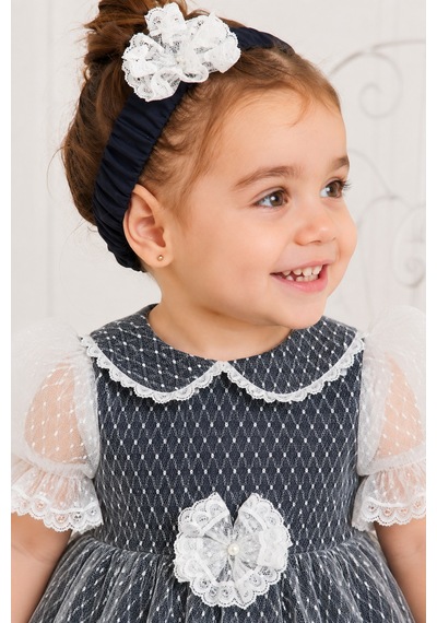 Babyhola Dantel Detay Özel Tasarım Kız Bebek Çocuk Abiye Elbise Saç Bandı Mevlüt Doğum Günü Set 7029 Lacivert Babyhola Dantel Detay Özel Tasarım Kız Bebek Çocuk Abiye Elbise Saç Bandı Mevlüt Doğum Günü Set 7029 Lacivert