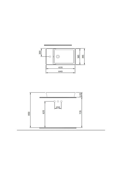 Bocchi Sottile Slim Line 1479-001-0126 Tezgah Üstü Lavabo Beyaz 60 CM 1466841