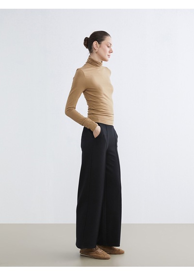Lcw Everyday Siyah Standart Fit Geniş Paça Kadın Pantolon