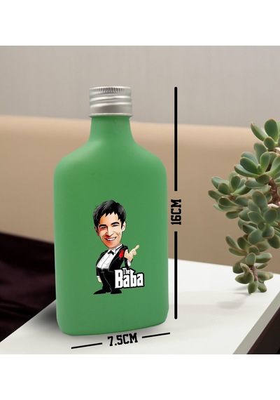 Bk Gift Kişiye Özel The Baba Karikatürlü Yeşil Tasarım Cam Şişe Kolonya 200 ML 3