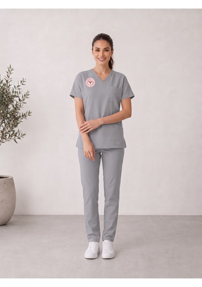 Teknik Hizmetler Forması Scrubs Likralı Takım Sağlık Bakanlığı Uyumlu-neutral Gray