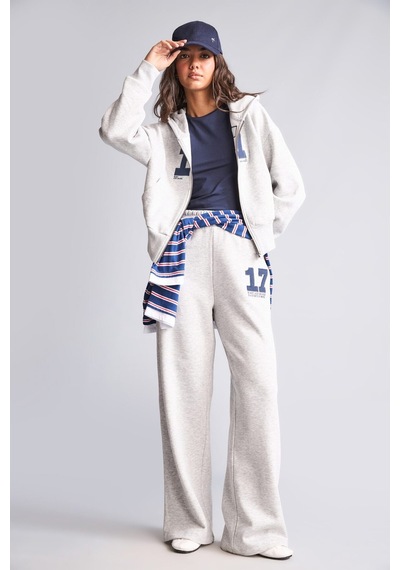 Defacto Fıtted Kapüşonlu Kalın Kumaş Fermuarlı İşlemeli Sweatshirt Hırka H4218ax26wngr110 Gri-gr110