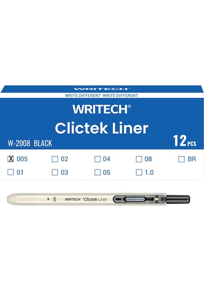 Wrıtech W-2008 Basmalı Fınelıner 0,05mm Kalem - 12'li Kutu Ahşap
