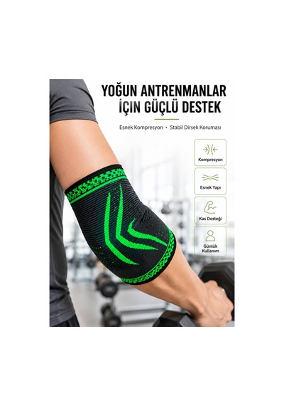 Elastik Kompresyon Dirsek Destekliği Spor Fitness Günlük Kullanım Dirseklik - Siyah