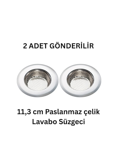 2 Adet Büyük Boy Paslanmaz Çelik Lavabo Süzgeci 11.3 Cm Paslanmaz Çelik Diğer