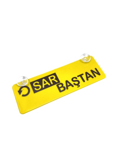 Trobus Vantuzlu Dekor Plaka Cam Süsü Sar Baştan Yazılı 22x7,5 Cm Sarı