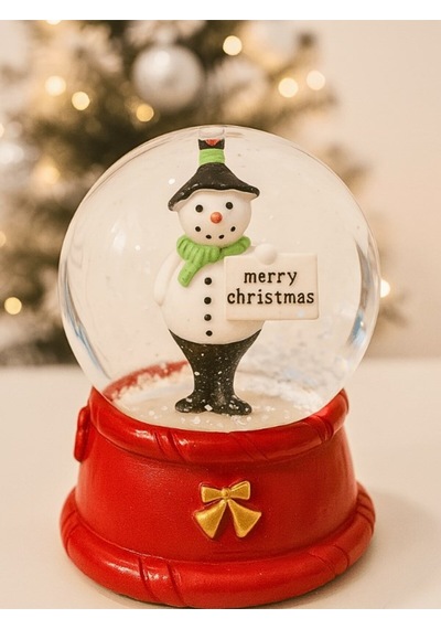Yeni Yılın En Güzel Hediyesi Yılbaşı Kardan Adam Merry Christmas Figürlü Led Işıklı 9 Cm Kar Küresi Kar Küresi