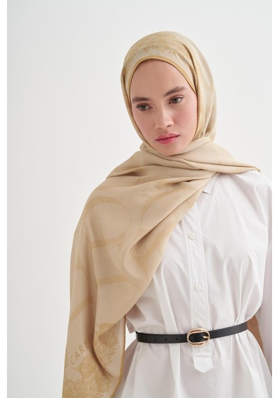 Carell Floral Monogram Floş Şal Soft Sarı Çok Renkli