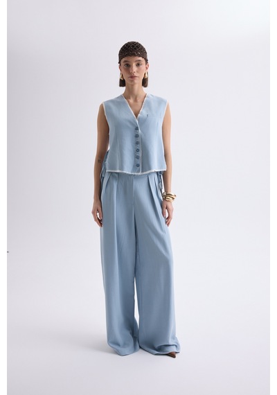Mai Collection Mai Studios Co. Shonas Bağcık Detay Mavi Yelek Pantolon Takım mavi