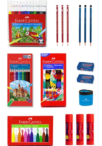 Faber Castell Kuruboya. Pastel Boya. Suluboya. Keçeli Kalem Okul