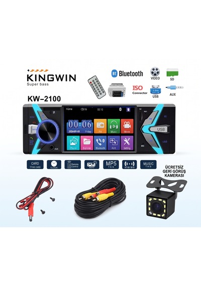 4.1 İnç Dokunmatik Ekranlı Oto Teyp - Mp5 Çalar - Bluetooth / Usb / Sd / Aux / Geri Görüş Kamerası Hediyeli
