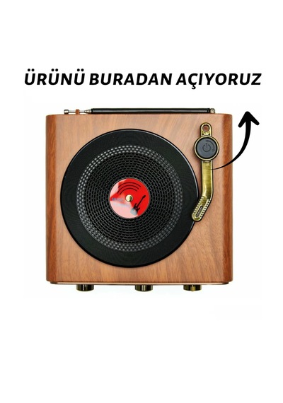 Ultratekno M-1317bt Dekoratif Plak Çalar Görünümlü Nostaljik Radyo Bluetooth Hoparlör