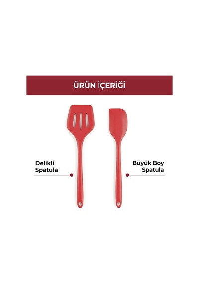Silikon Spatula Seti 5'li - Çırpıcılı, Yapışmaz Tava Uyumlu, Isıya Dayanıklı Mutfak Seti Kırmızı Diğer