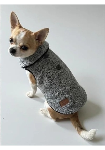 2as Yumuşak Polar Kışlık Köpek Yeleği, Düğmeli Tasarım, Bej Açık Gri